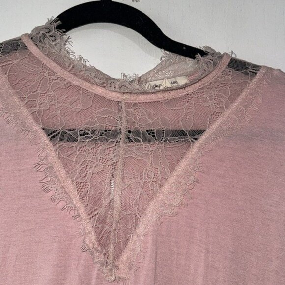 Paper + Tee Pink Sleeveless Lace-Trimmed Top Womens 2X Rayon/Spandex Blend - Picture 3 of 9
